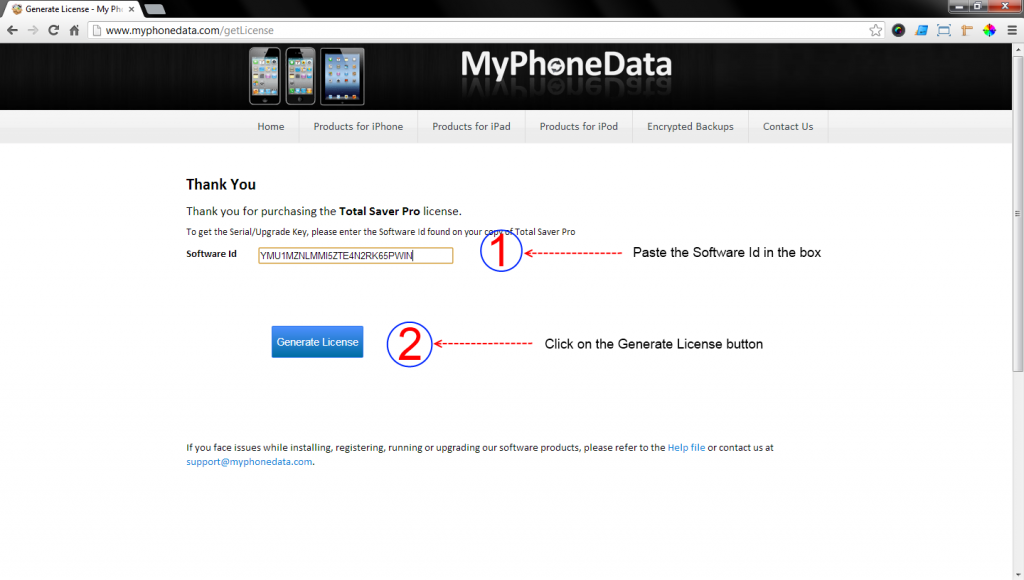 MyPhoneData generate serial key