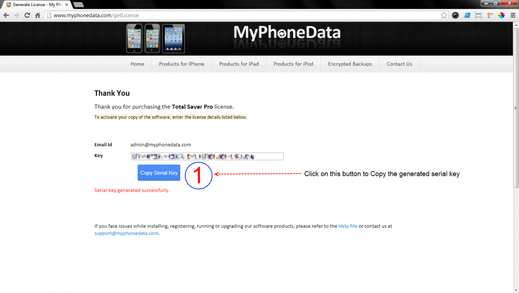 Copy MyPhoneData serial key